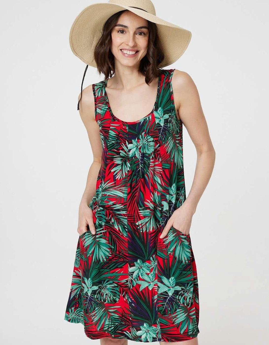 Leaf Print Sleeveless Tunic Dress, 2 of 1