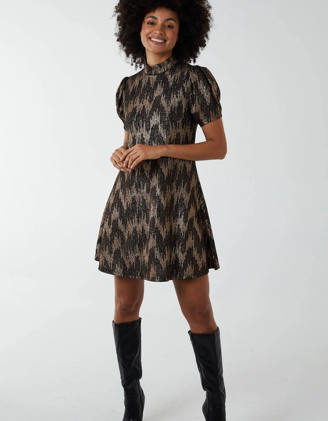 Puff Sleeve Swing Dress, 2 of 1