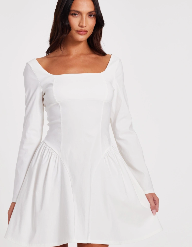 White Bow Back Skater Dress