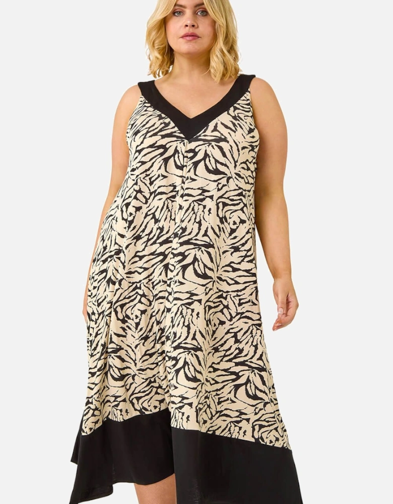 Curve Animal Print V-Neck Midi Dress