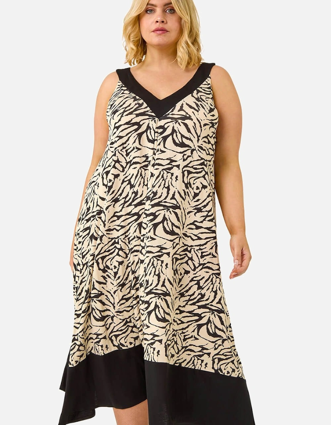 Curve Animal Print V-Neck Midi Dress, 2 of 1