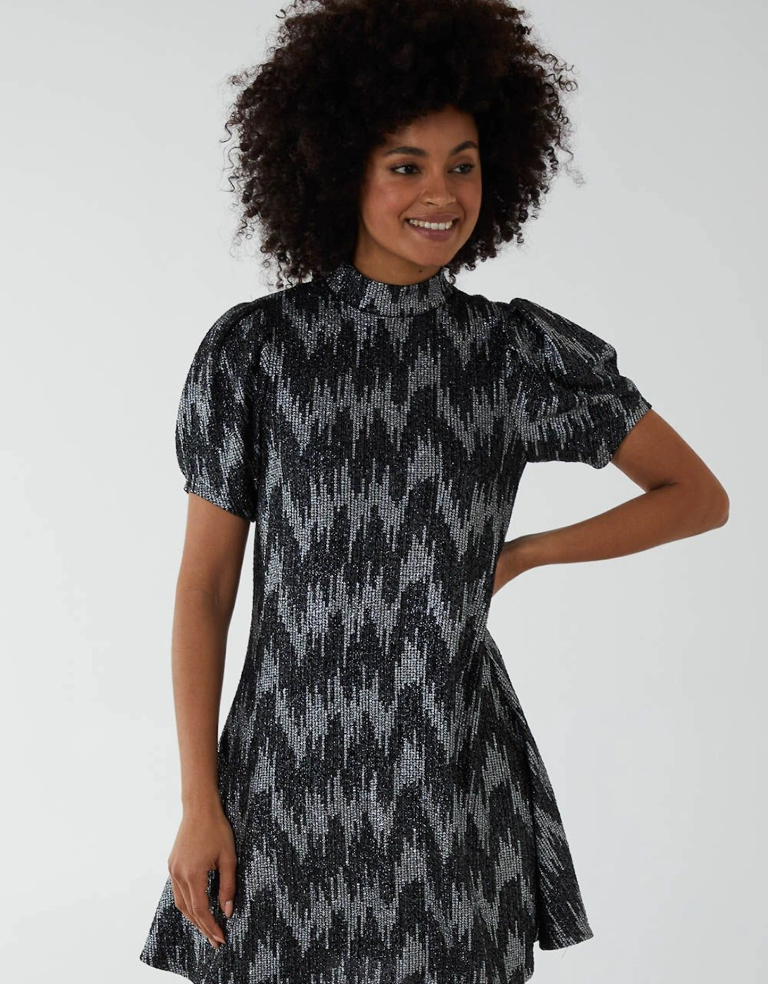 Puff Sleeve Swing Dress, 2 of 1