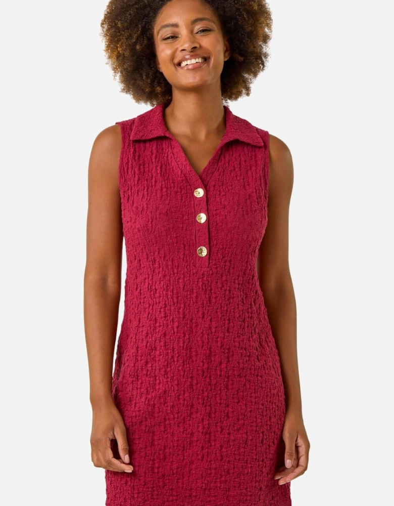 Crinkle Collared A-Line Stretch Dress