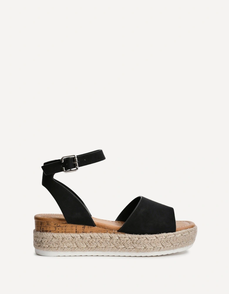 Paradise Black Nubuck Espadrille Flatform Sandals