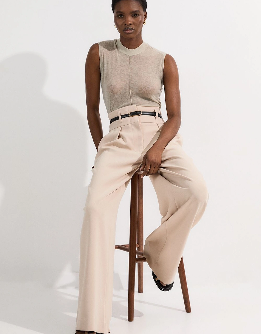 Compact Stretch Essential Tailored High Waist Wide Leg Trouser, 2 of 1