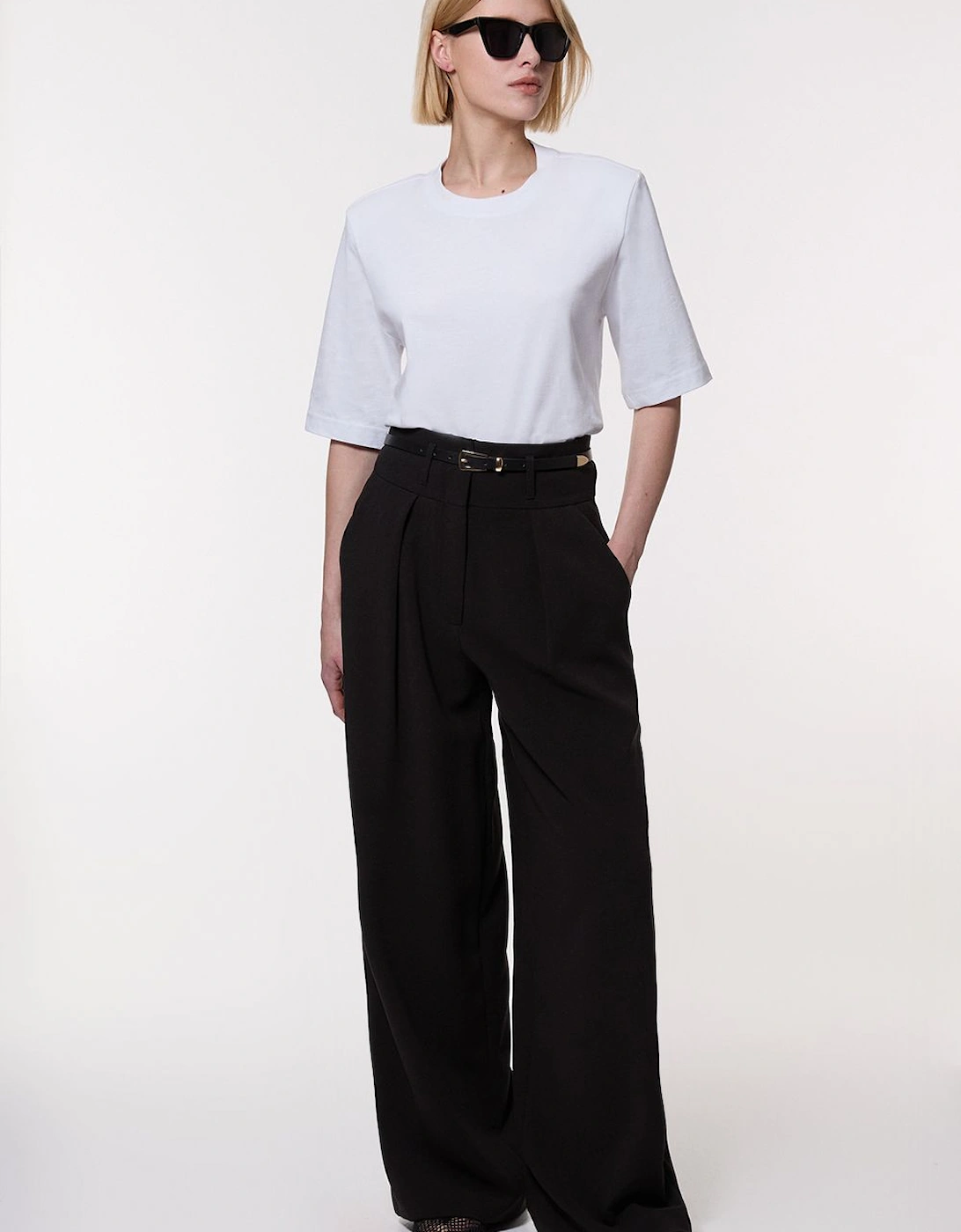 Compact Stretch Essential Tailored High Waist Wide Leg Trouser, 2 of 1