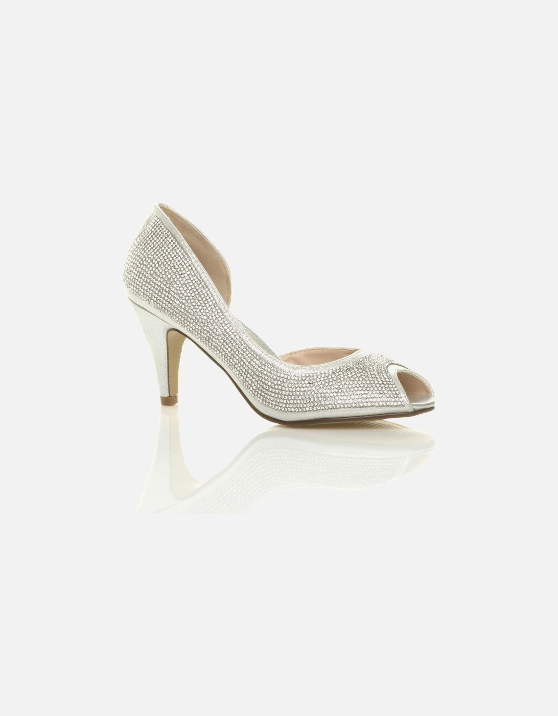 High  Heel Diamante D'Orsay Peep Toe  Court Shoes, 2 of 1