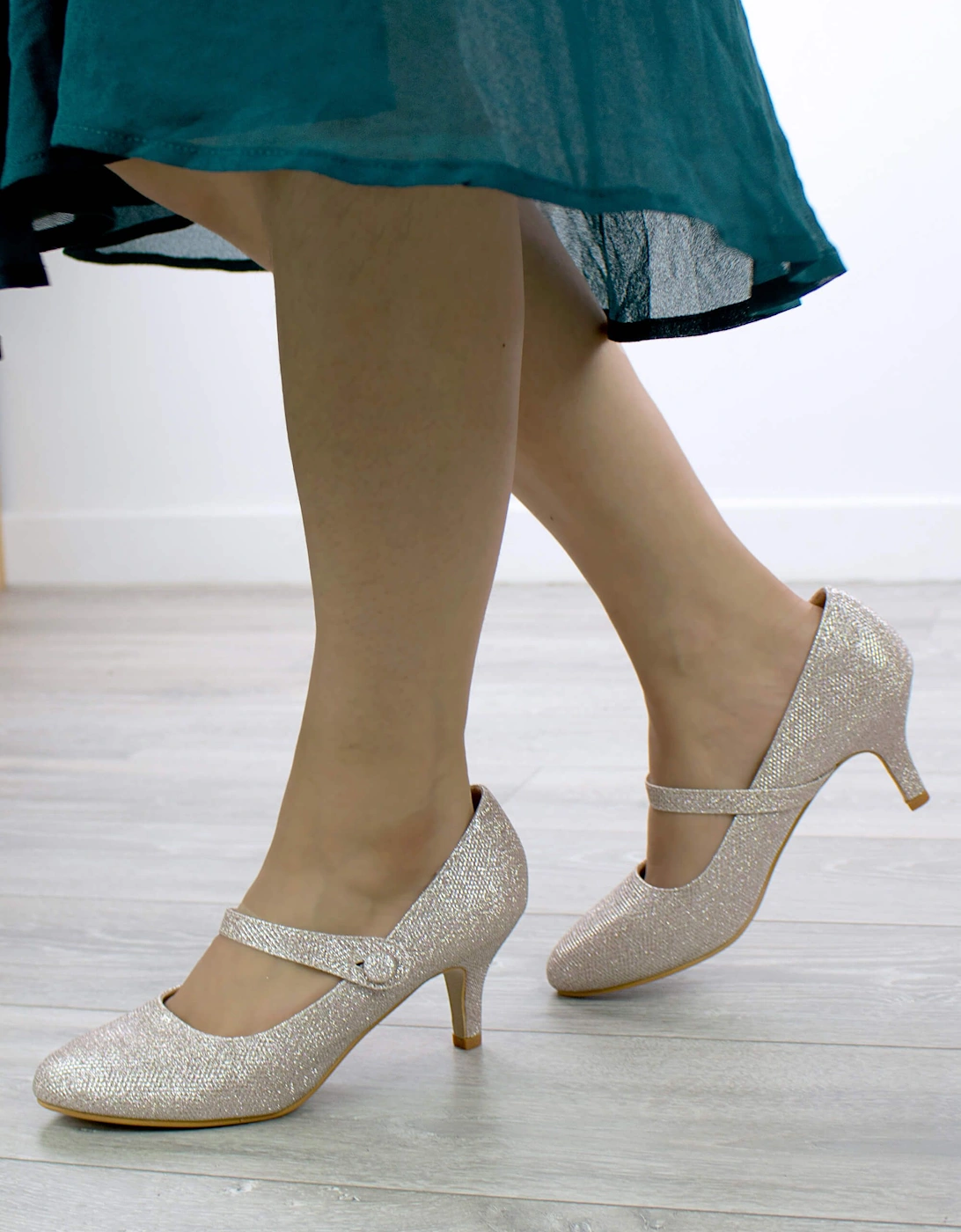 Mid  Heel Elasticated Strap Mary Jane  Court Shoes, 2 of 1