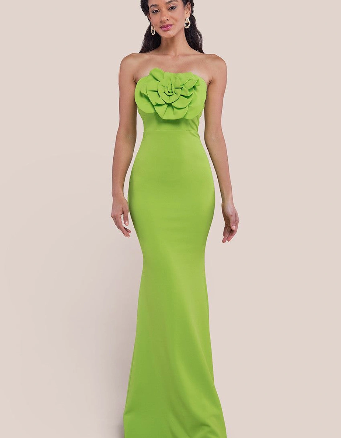 Scuba Crepe Bandeau Rose Maxi Dress, 2 of 1