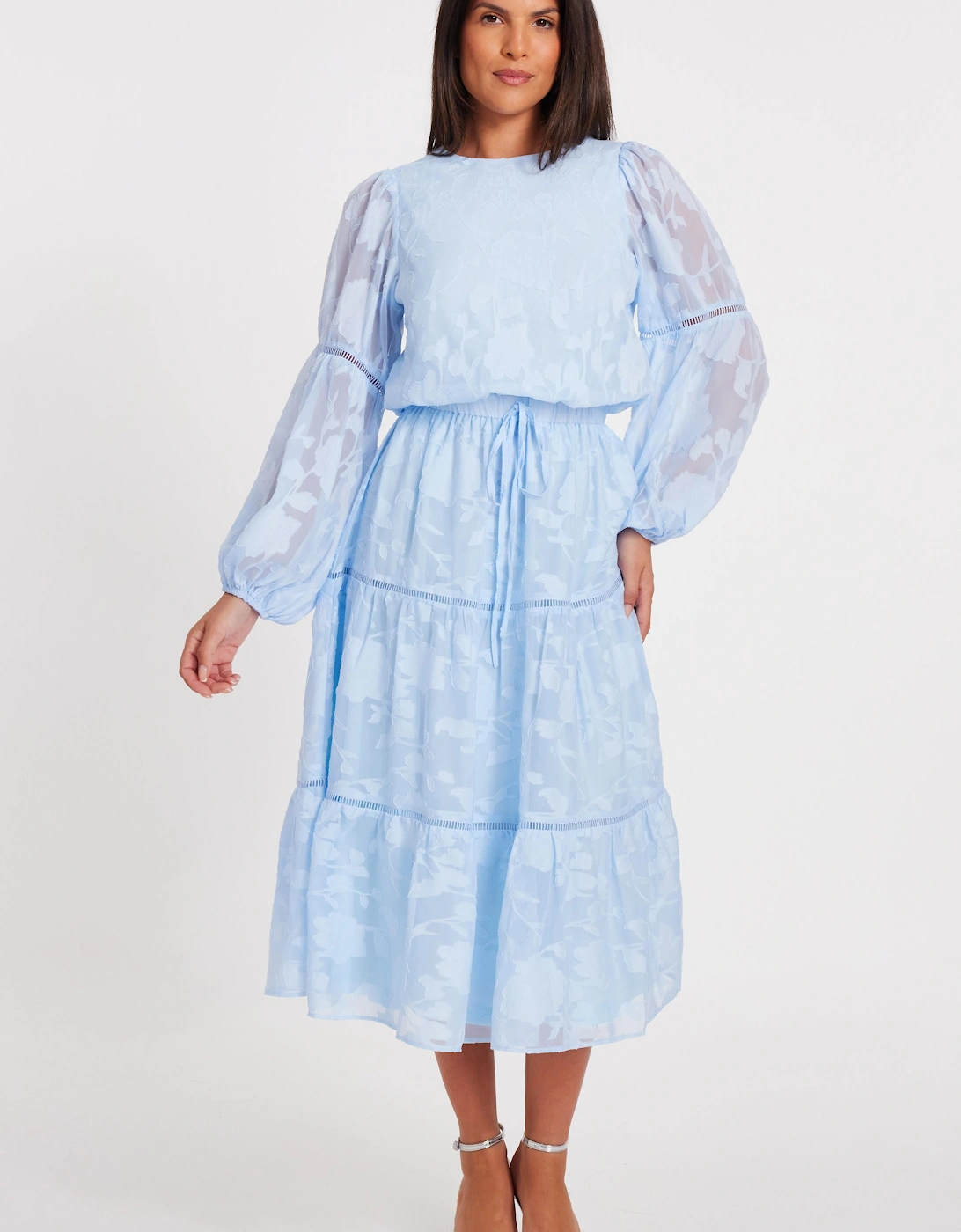 Light Blue Jacquard Midi Dress, 2 of 1