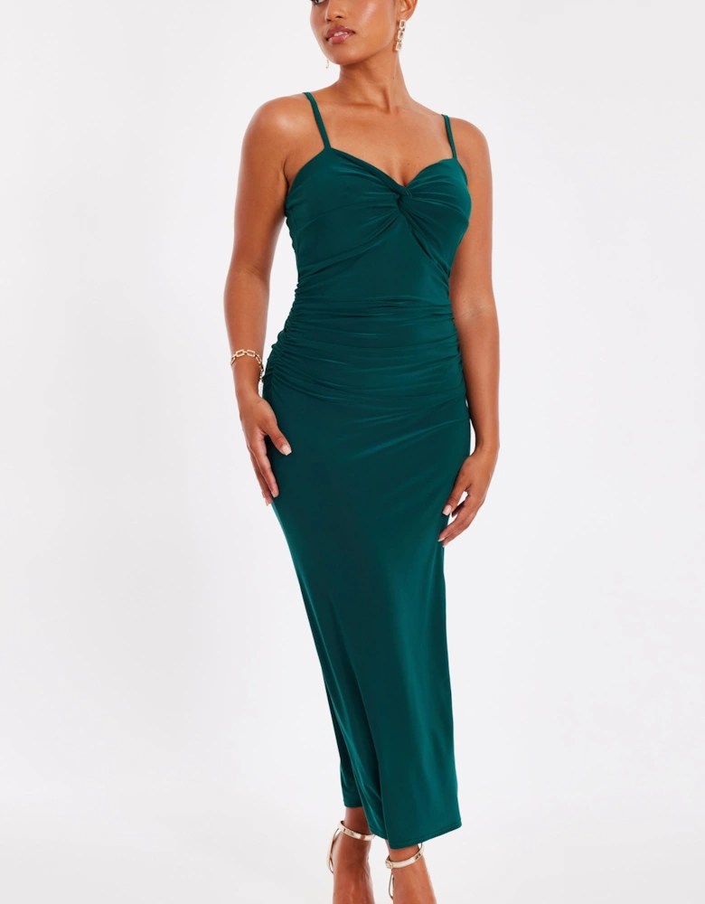 Green Petite Knot Detail Midaxi Dress