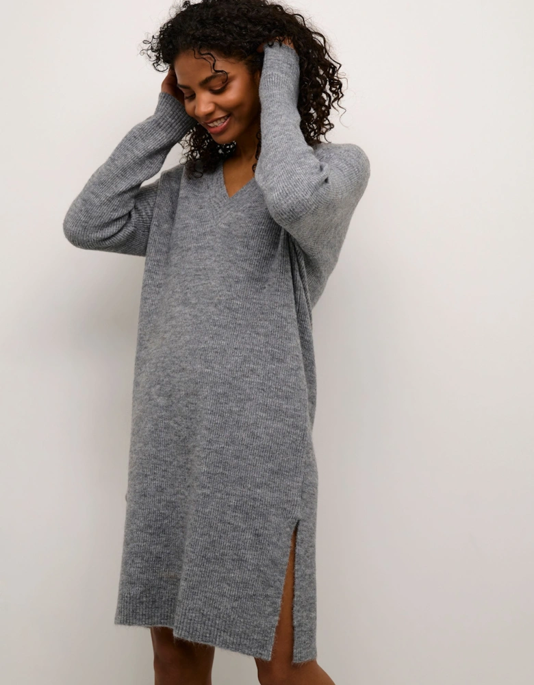 KAjuno V-neck Knee Length Knit Dress Striped