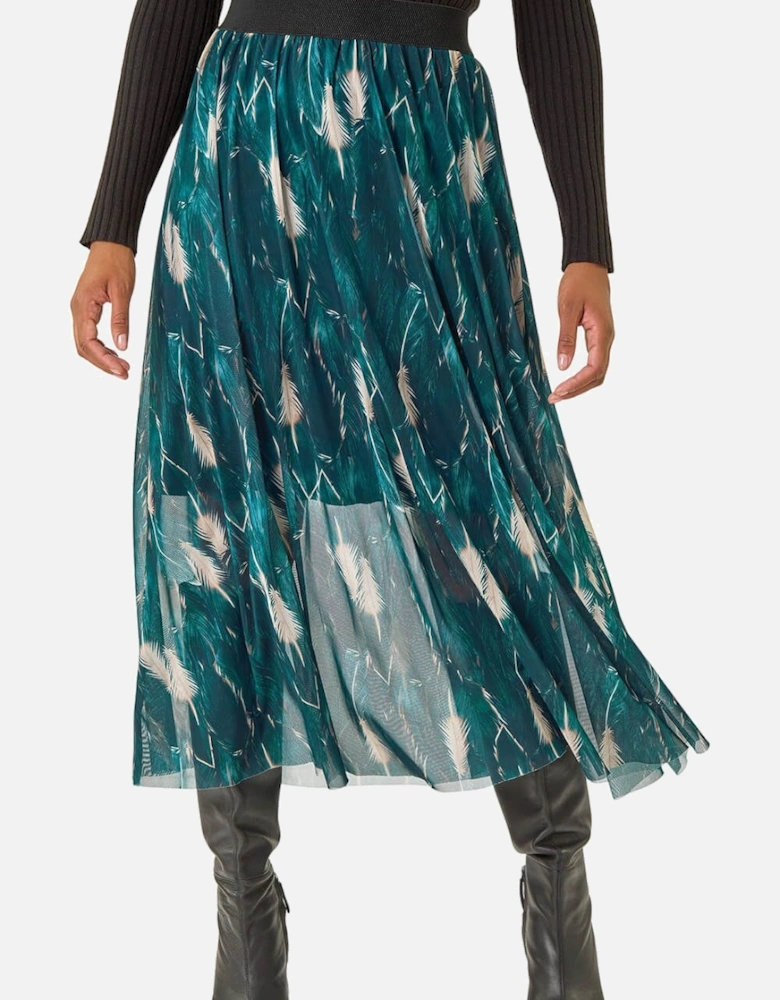 Abstract Print Mesh Overlay Skirt