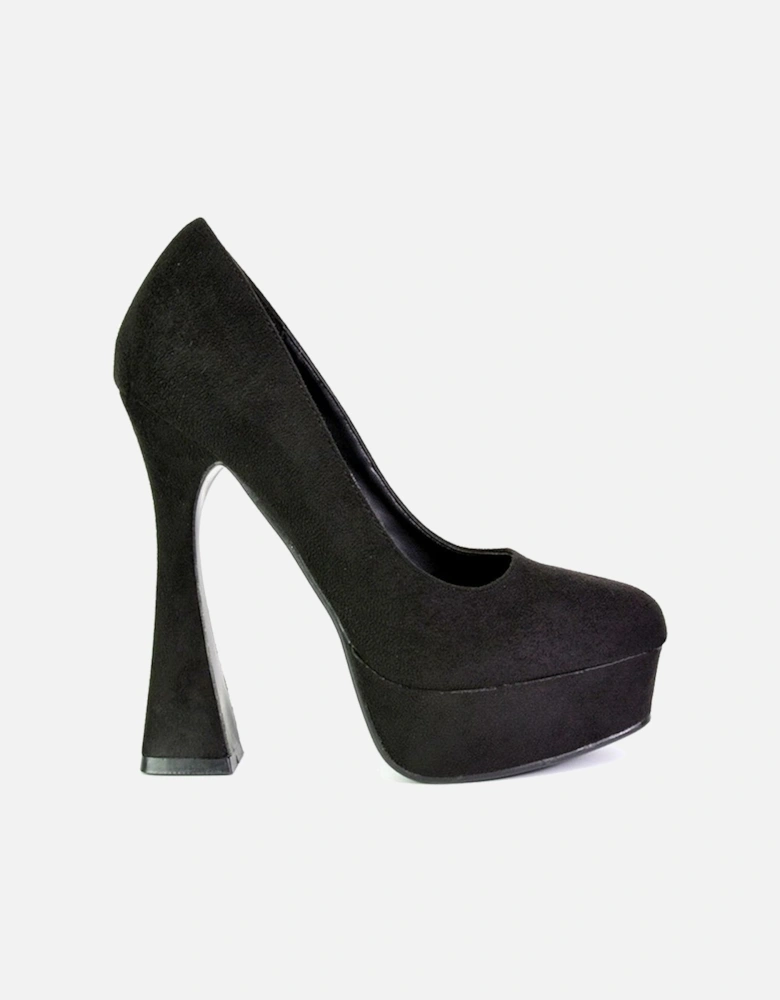 'Karlie' Flared Curved Stiletto Platform High Heel Court Shoes