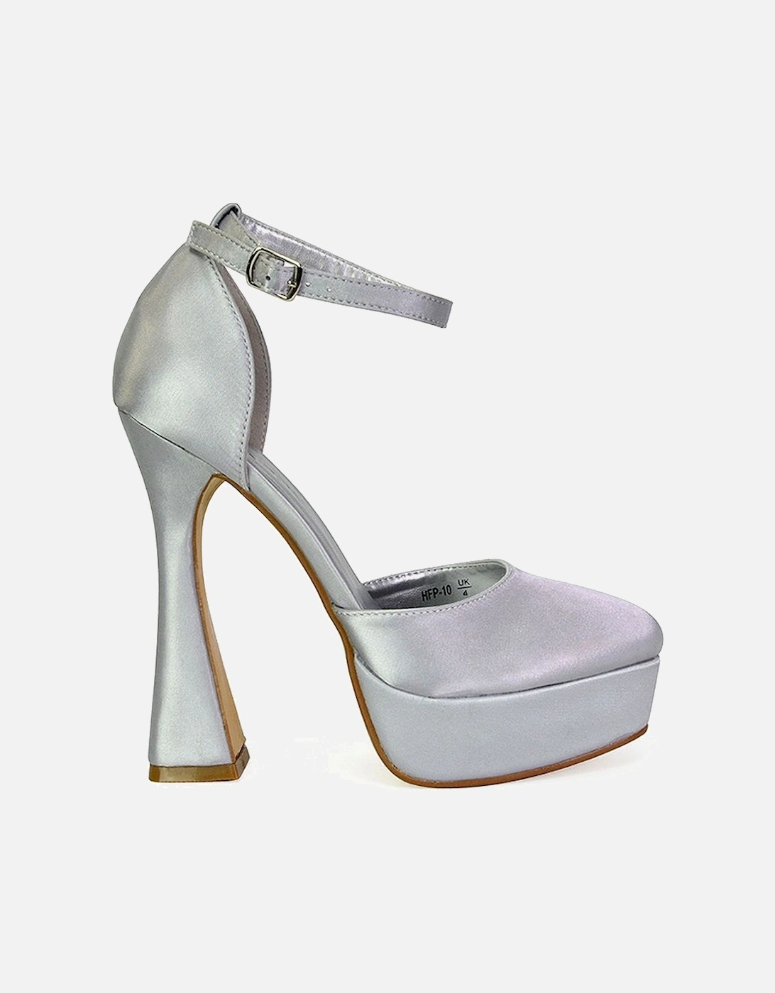 'Leonardo' Satin Court High Heels Platform Wedding Shoes, 2 of 1