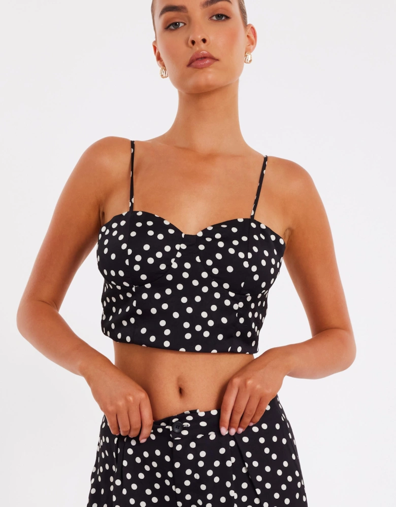 Black Polka Dot Crop Top