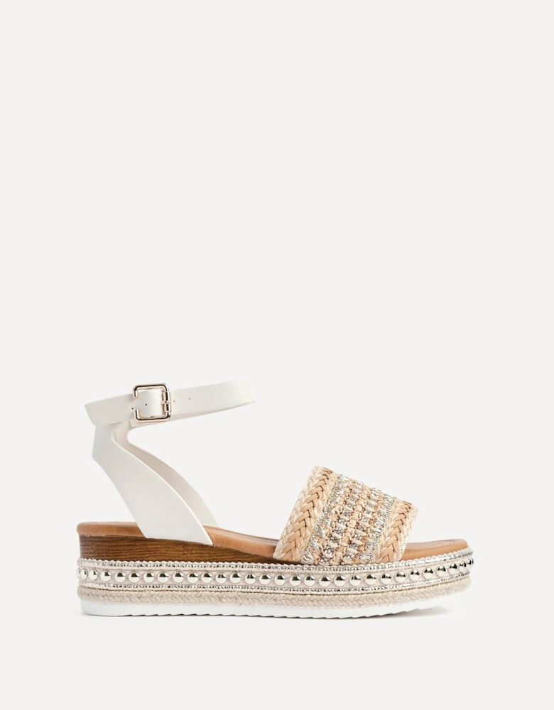 Opulant Gold Embellished Espadrille Flatform Sandals