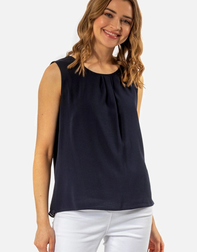 Lace Back Pleat Detail Chiffon Top