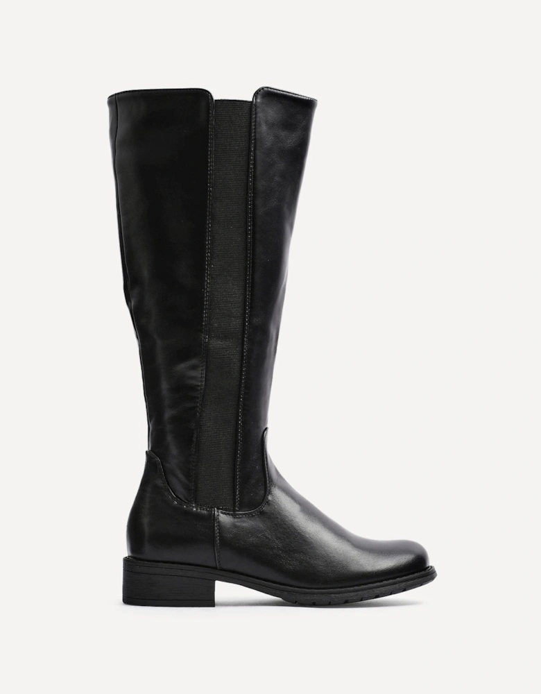 Alma Black Faux Leather High Leg Riding Boot