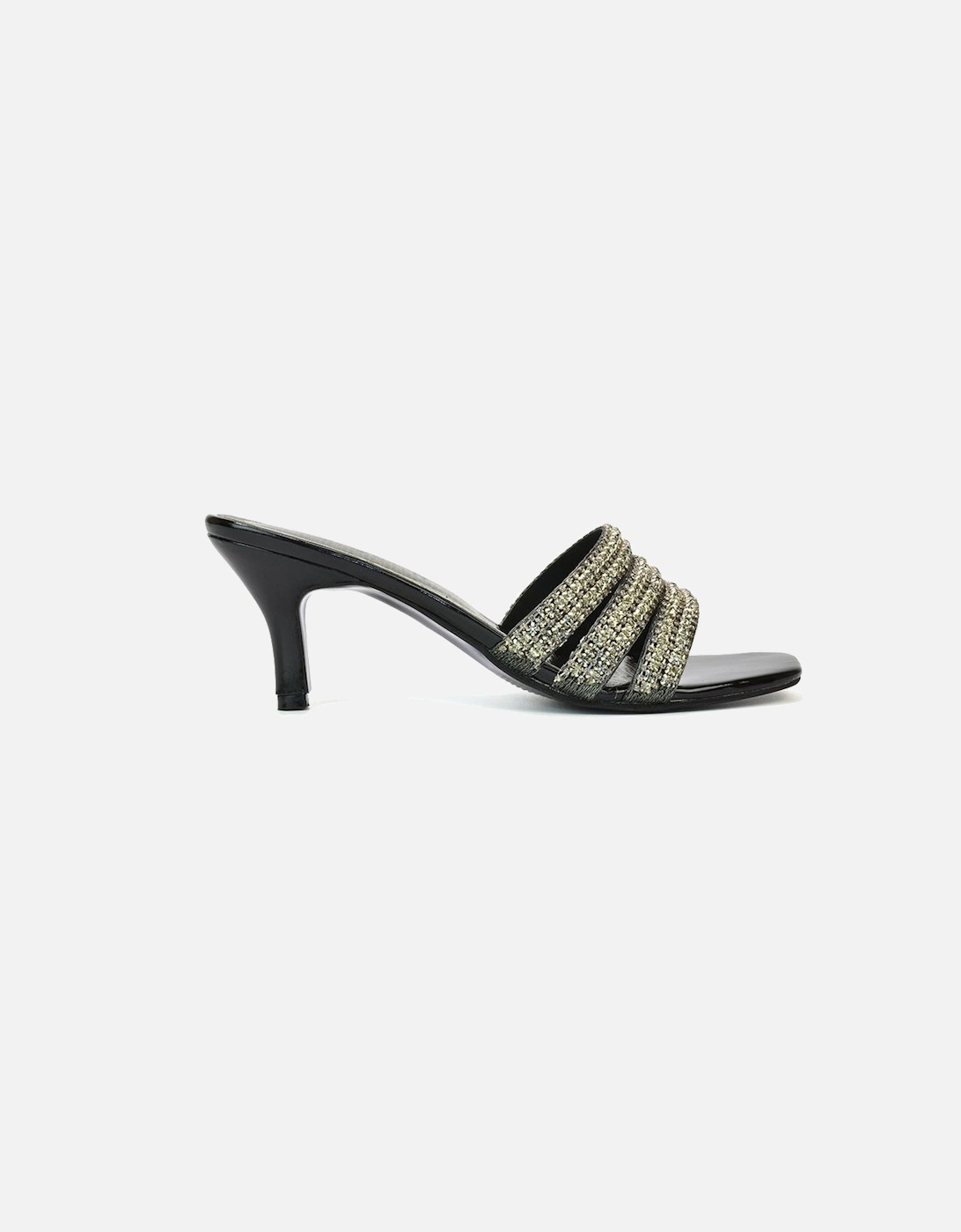 'Harli' Diamante Mid Stiletto Heel Square Toe Mule Heels, 2 of 1