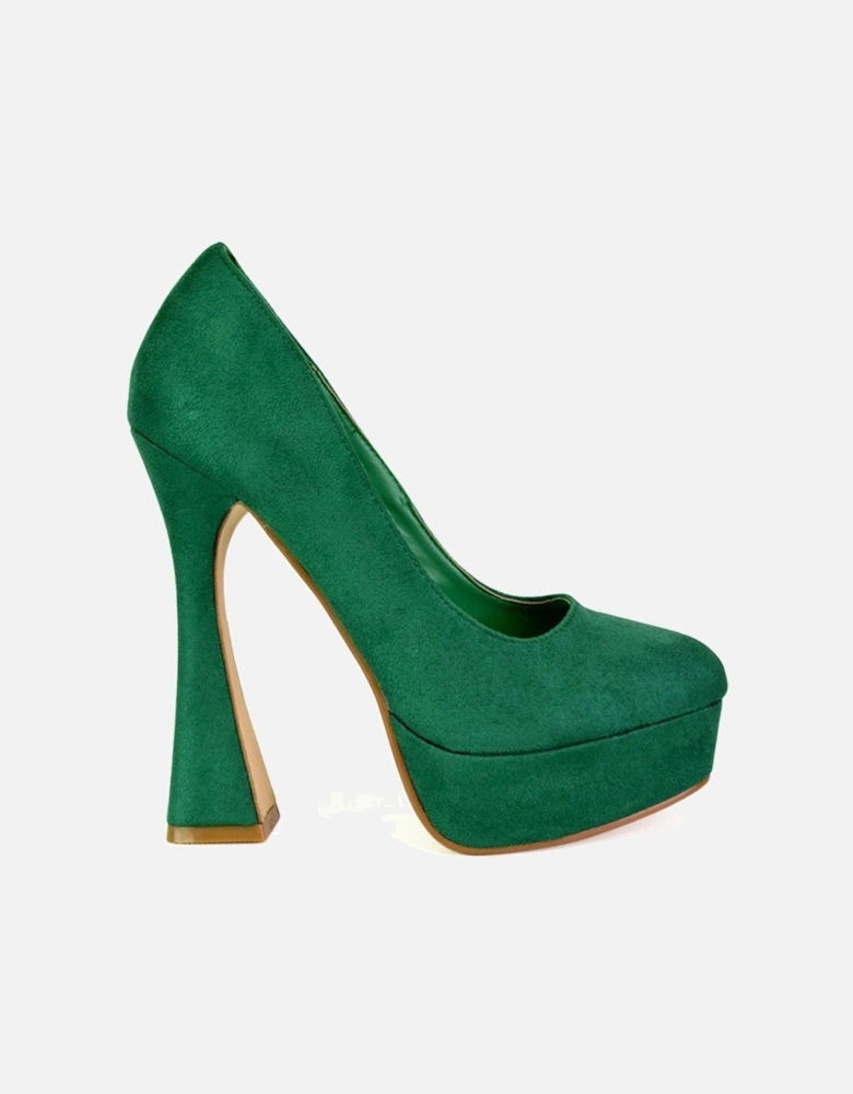 'Karlie' Flared Curved Stiletto Platform High Heel Court Shoes