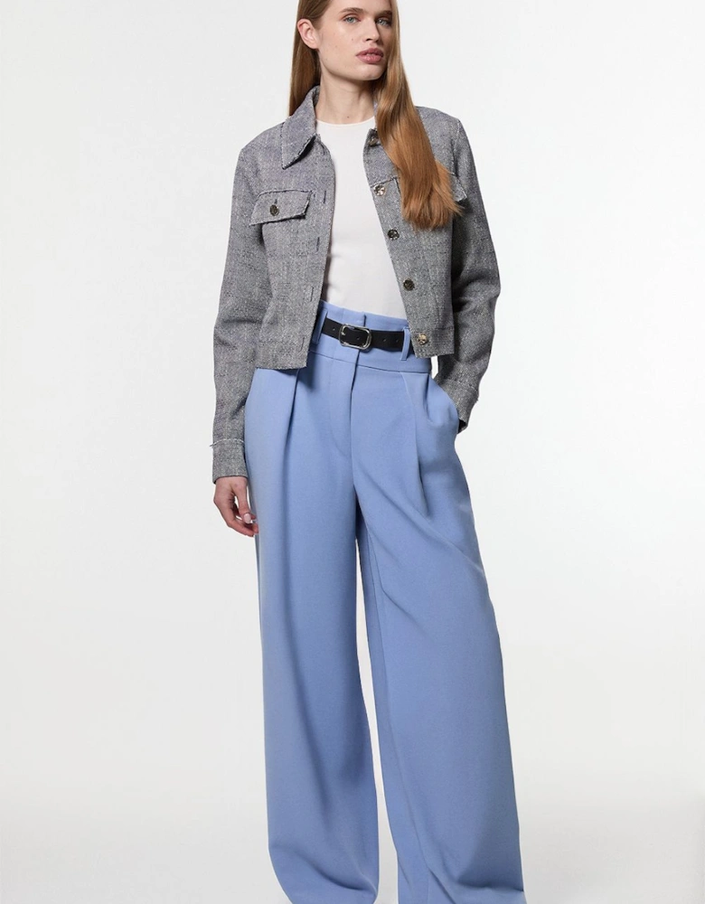 Compact Stretch Essential Tailored High Waist Wide Leg Trouser