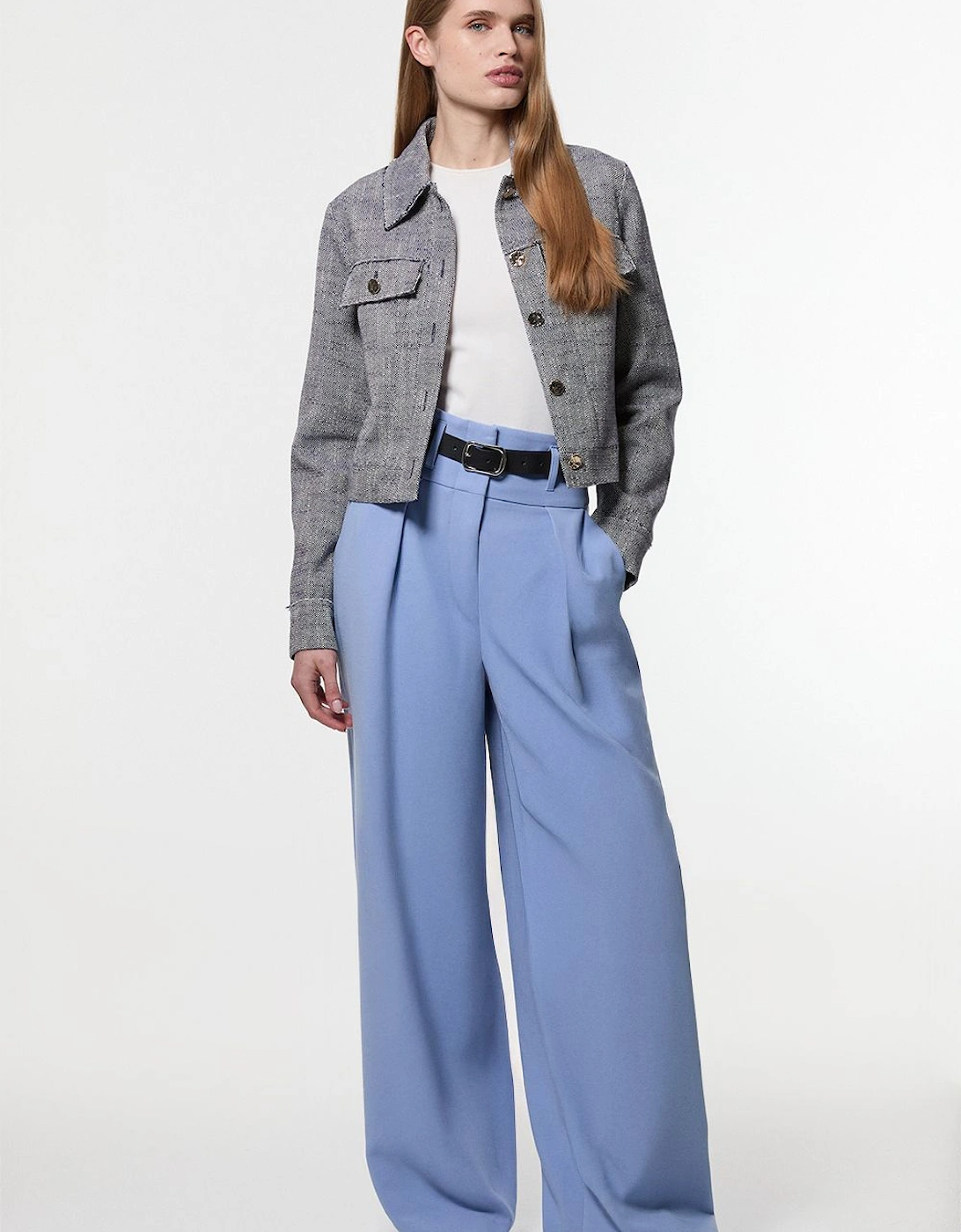 Compact Stretch Essential Tailored High Waist Wide Leg Trouser, 2 of 1
