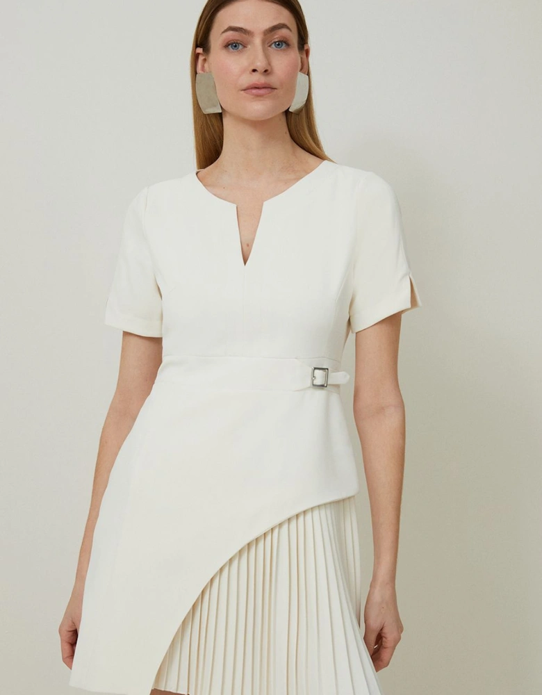 Tall Tailored Military Pleat Short Sleeve Mini Dress