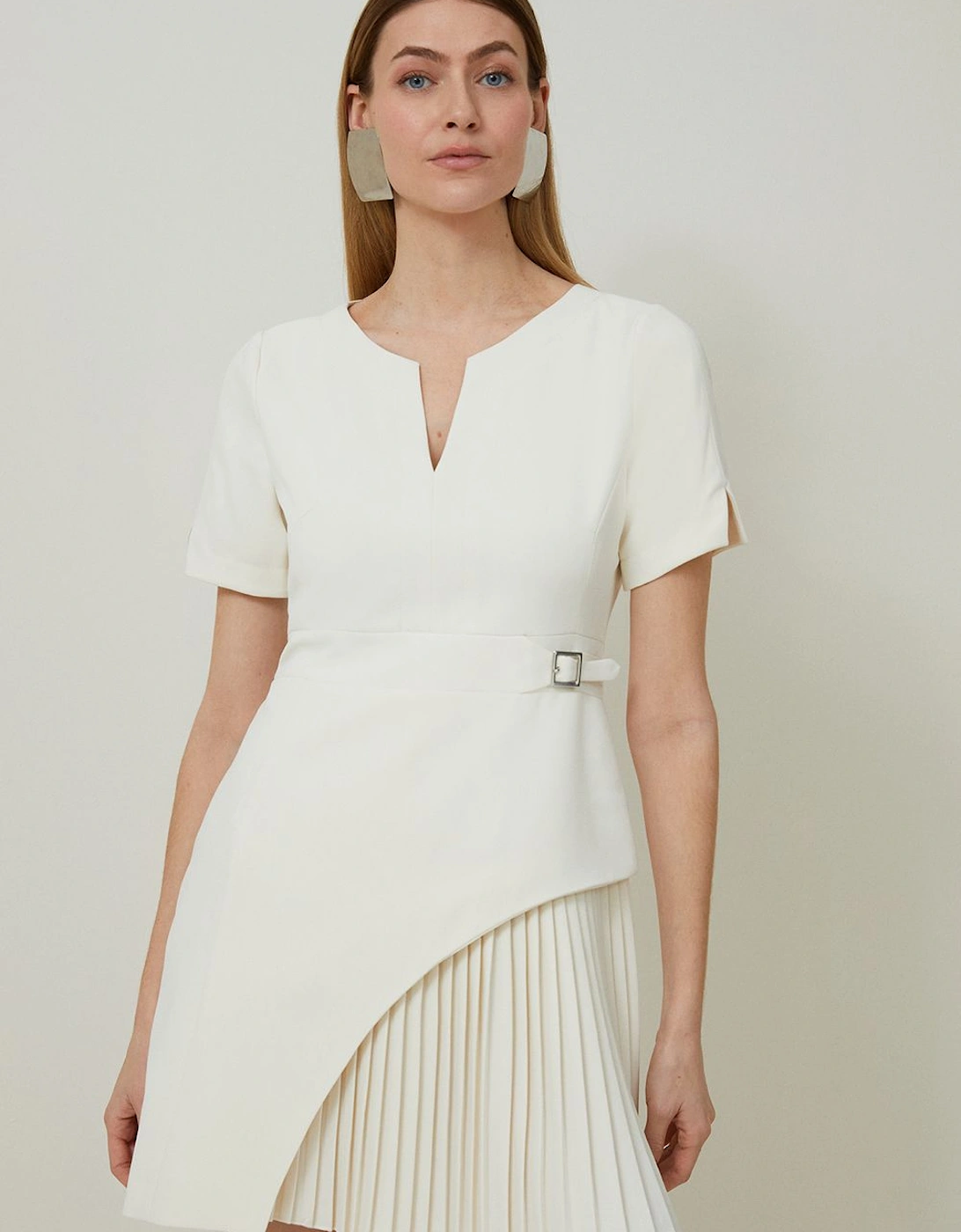 Tall Tailored Military Pleat Short Sleeve Mini Dress, 2 of 1