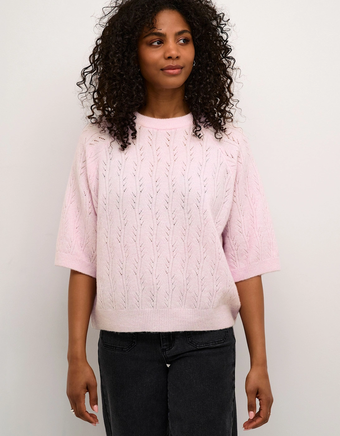 KAtella Half Sleeve Hole Knit Pullover Plain, 2 of 1