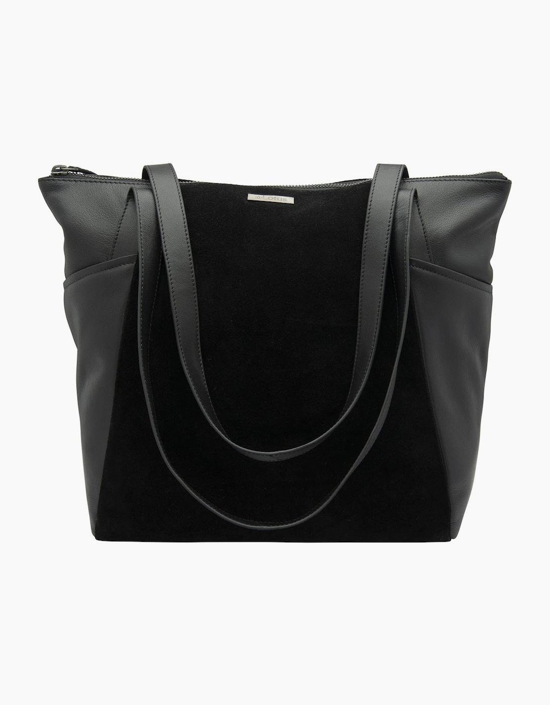 Lotus Women's Black Leather & Suede Tote Bag - Image 2