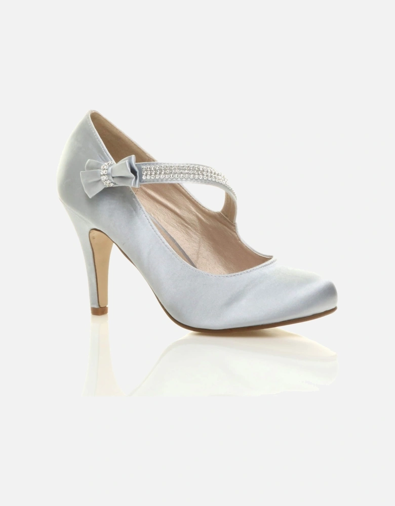 High  Heel Diamante Mary Jane  Court Shoes