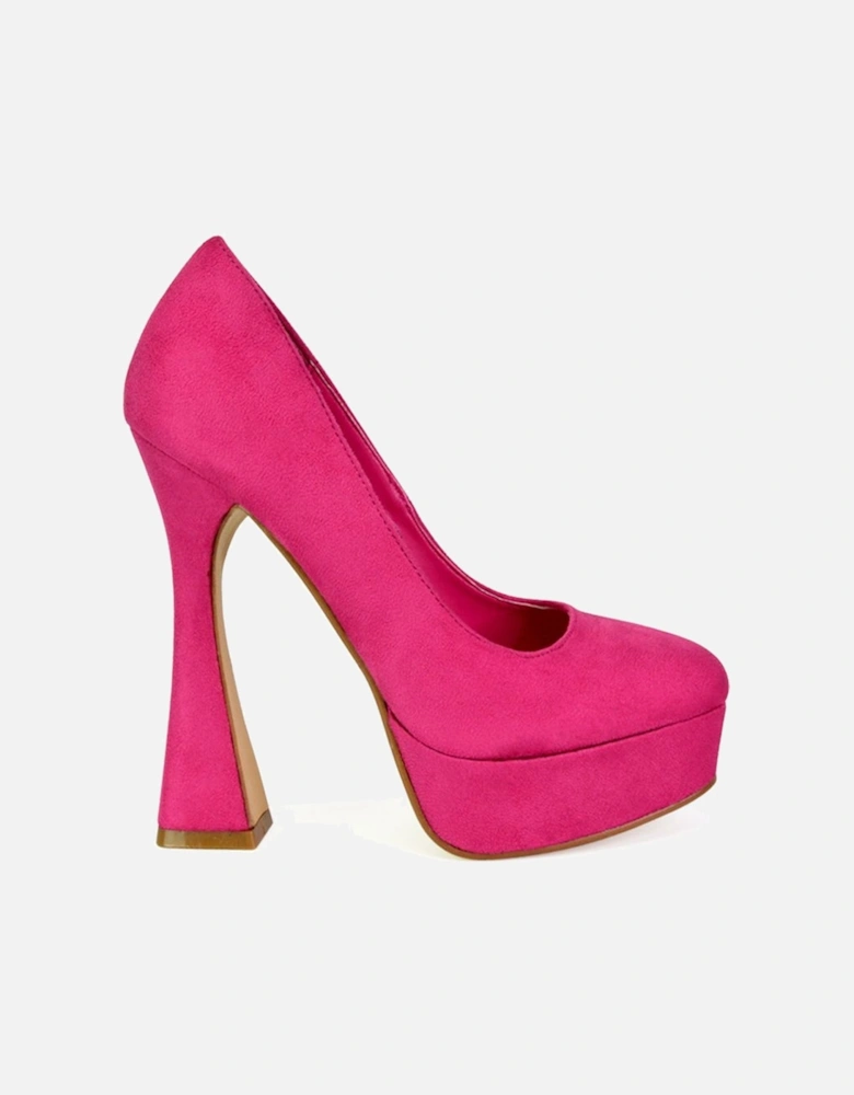 'Karlie' Flared Curved Stiletto Platform High Heel Court Shoes