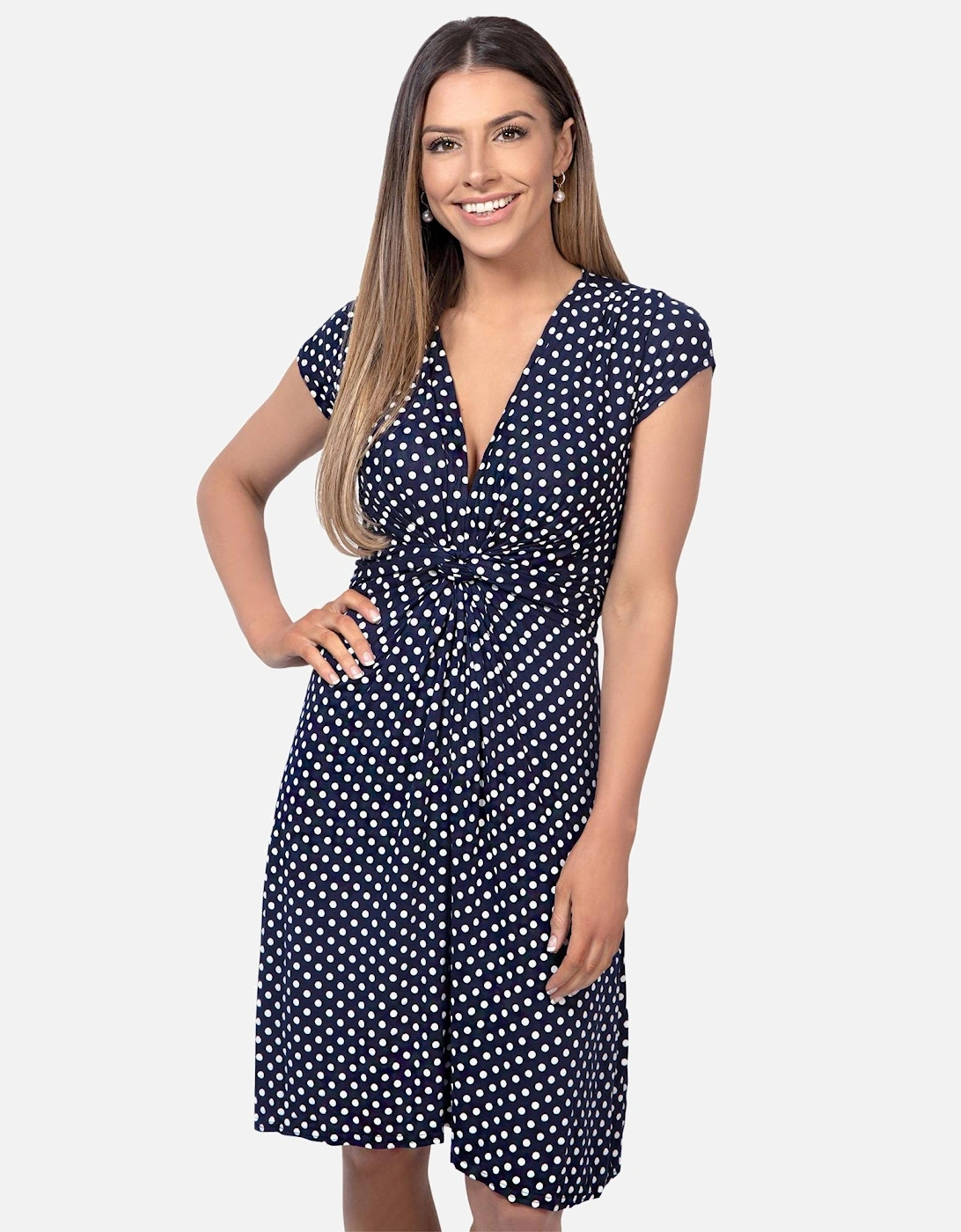 Cap Sleeve Knot Front Dress, 2 of 1