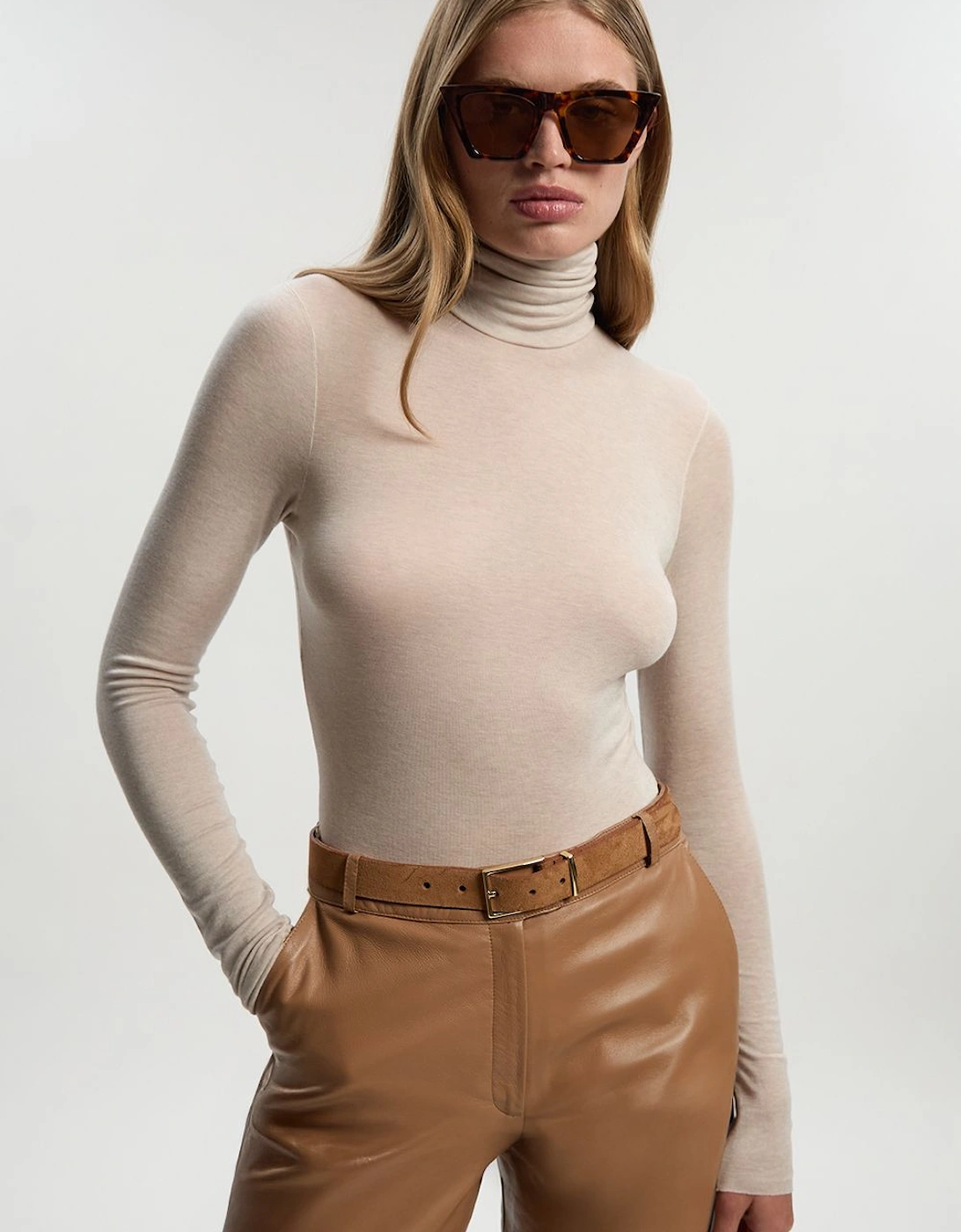Wool Blend High Neck Long Sleeve Bodysuit, 2 of 1