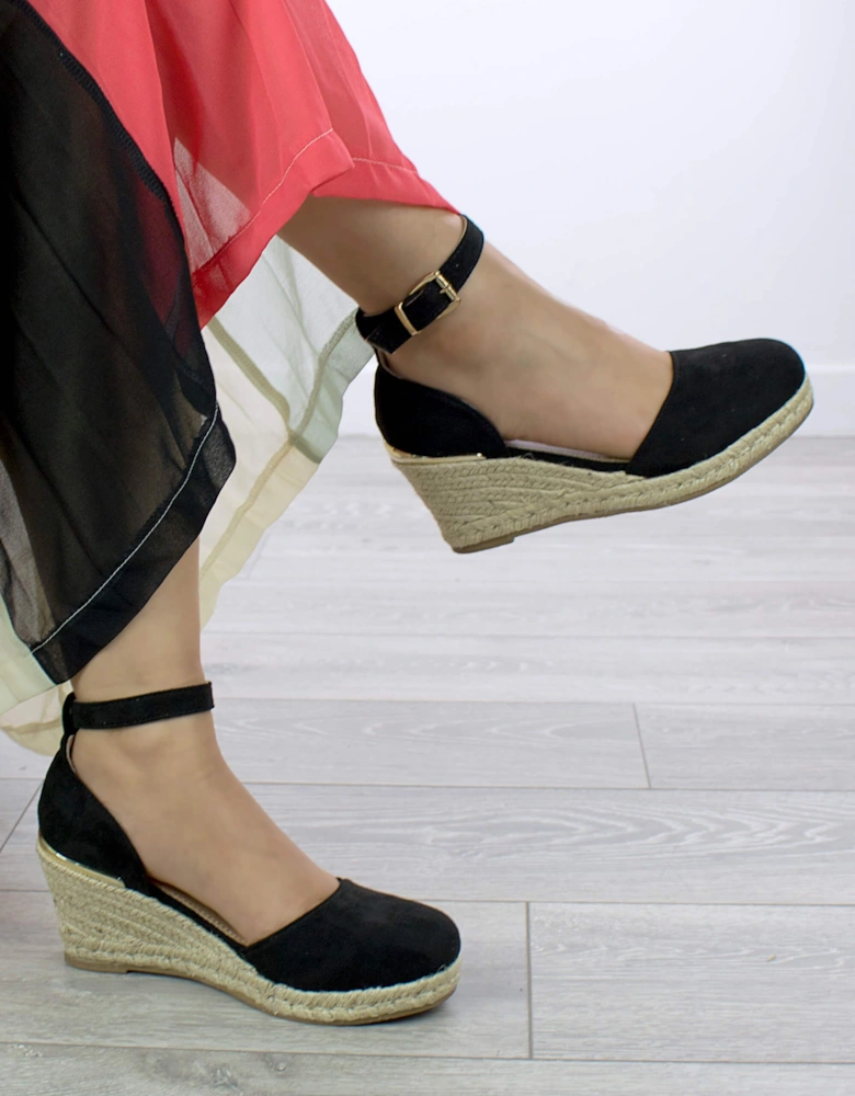 Mid Wedge Heel Ankle Strap Platform Sandals  Espadrilles