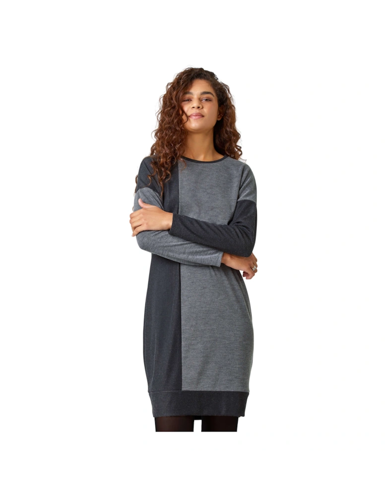 Colour Block Stretch Jumper Dress