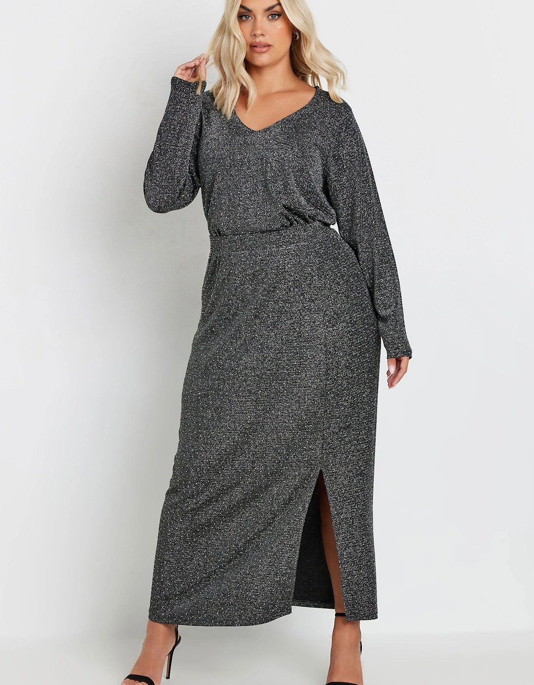 Metallic Side Split Midi Skirt, 2 of 1