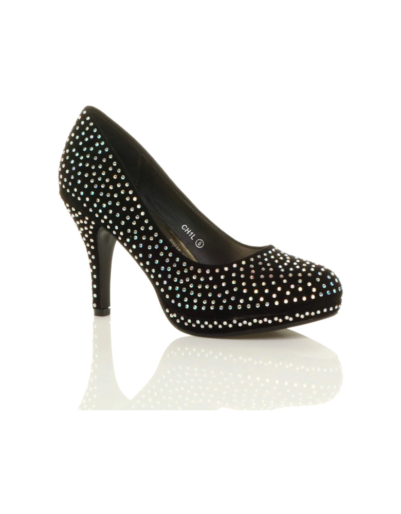 High  Heel  Diamante Court Shoes