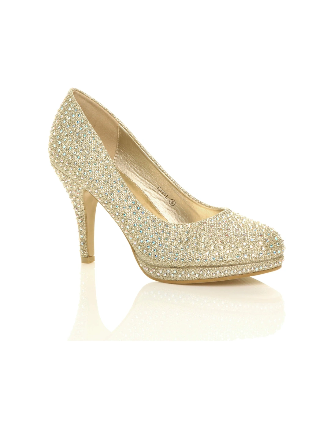 High  Heel  Diamante Court Shoes, 2 of 1
