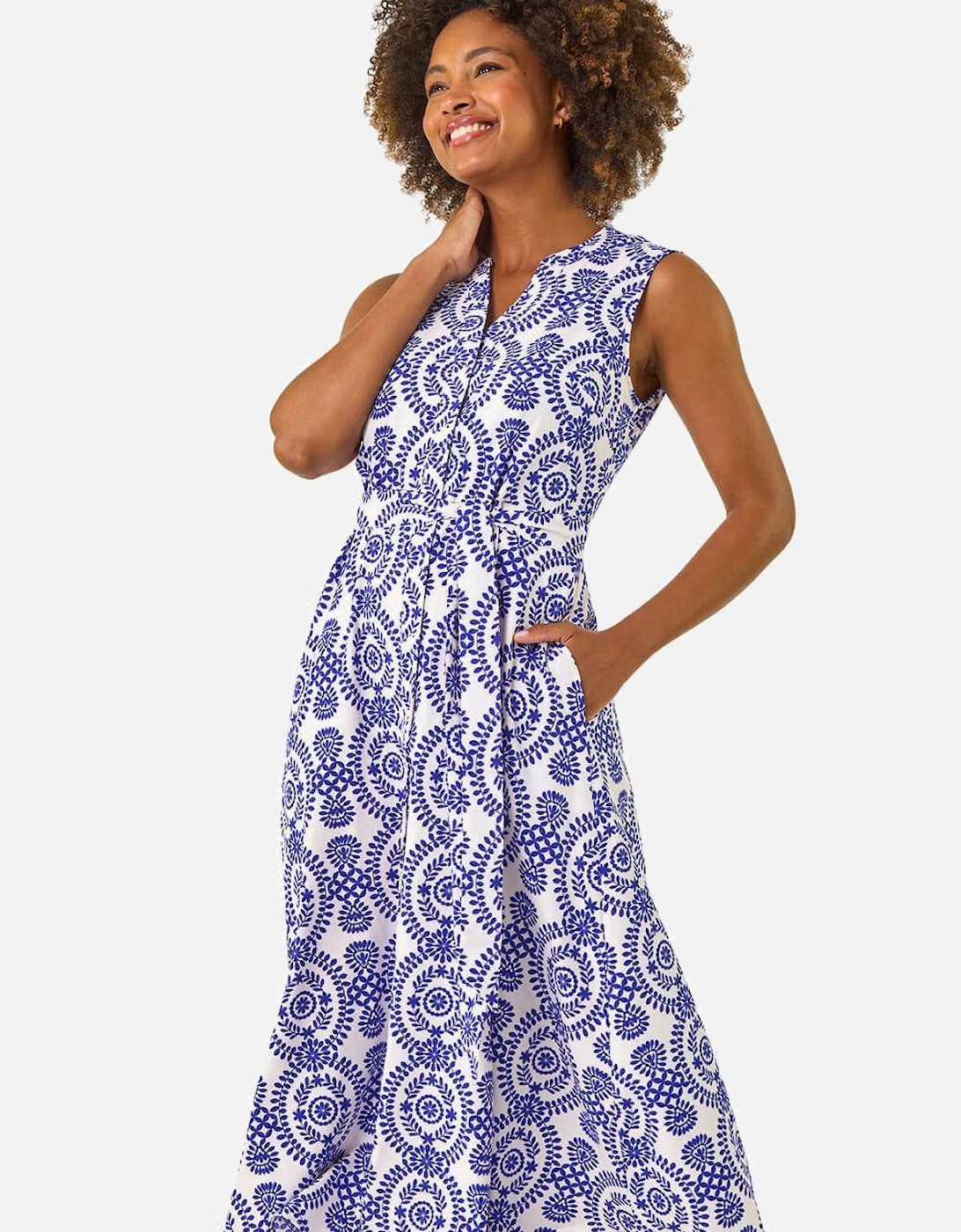 Circle Print Belted Midi Dress, 2 of 1