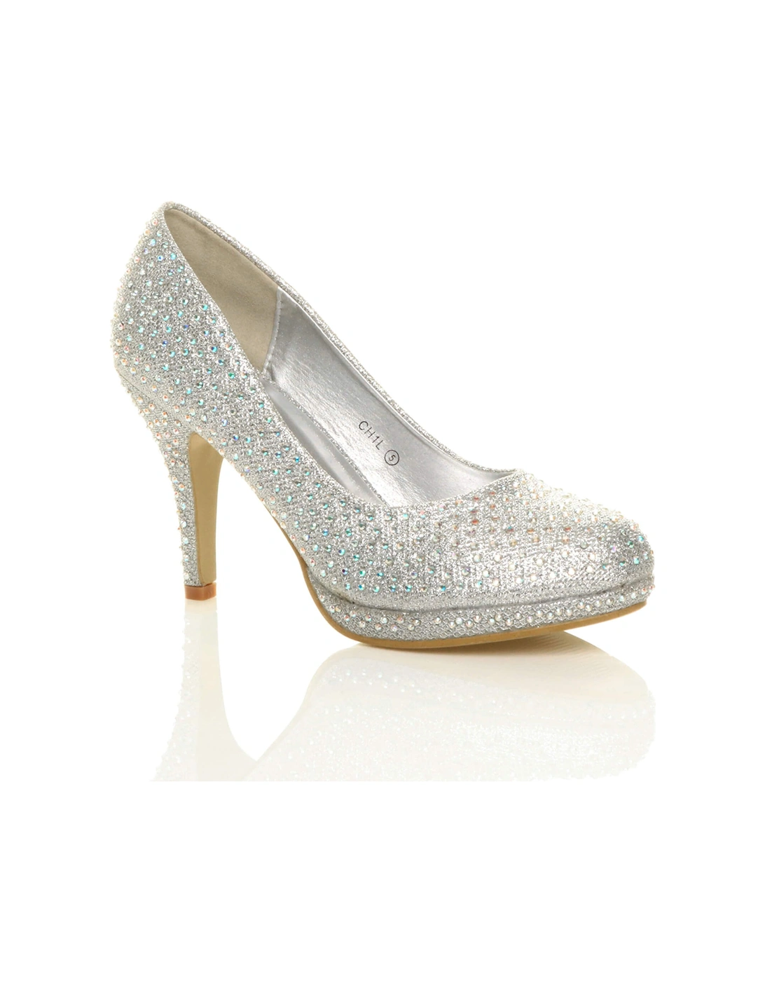 High  Heel  Diamante Court Shoes, 2 of 1