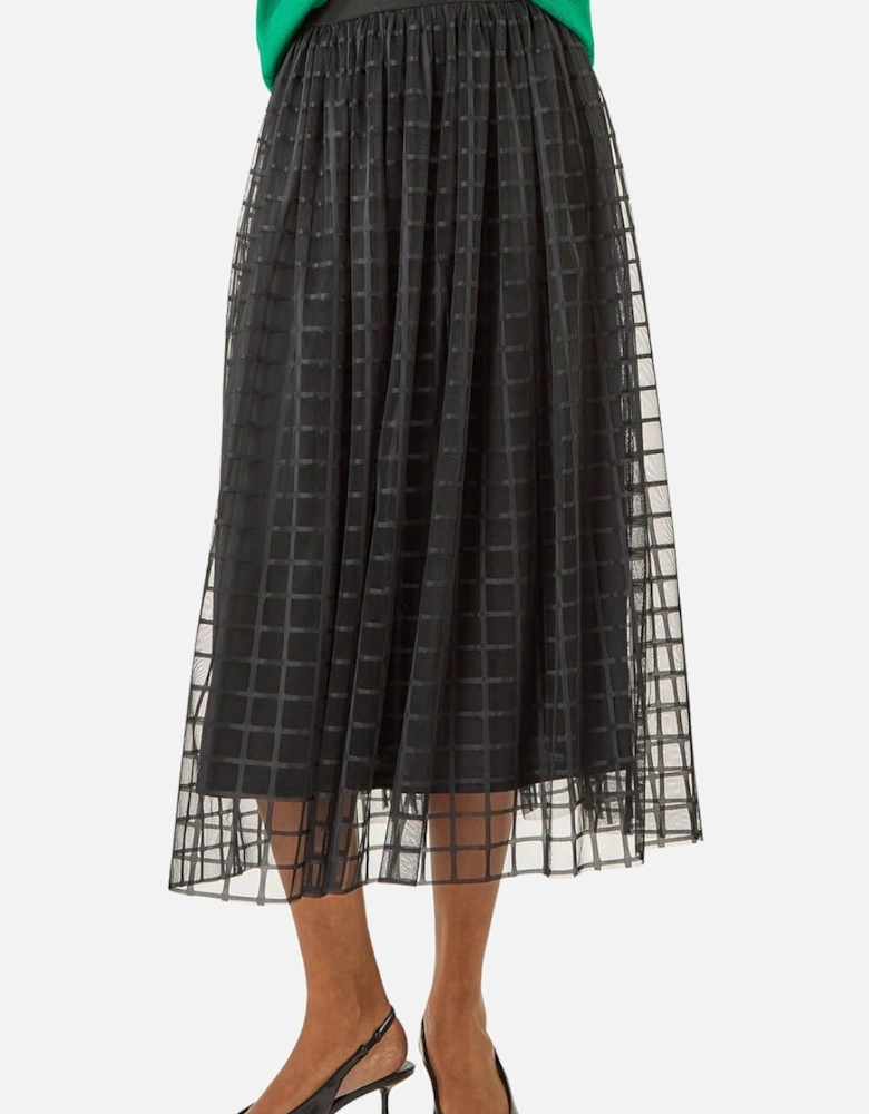 Geometric Mesh Overlay Skirt