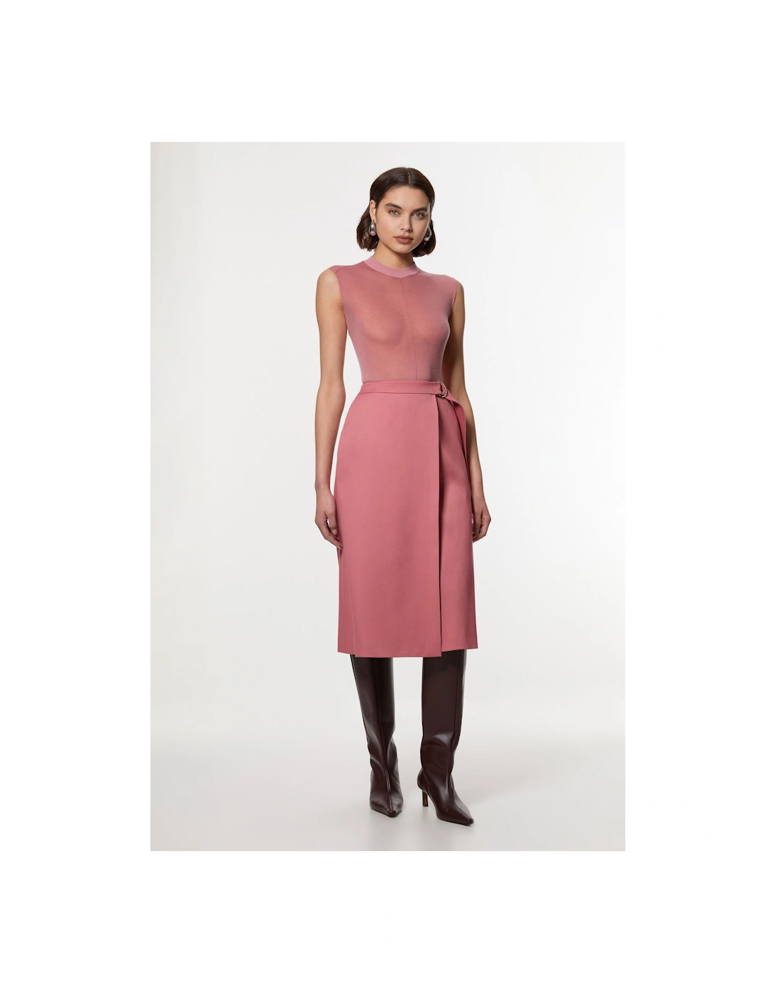 Soft Tailored Wrap A Line Midi Skirt, 2 of 1