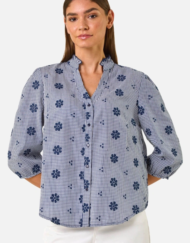 Floral Embroidered V-Neck Blouse
