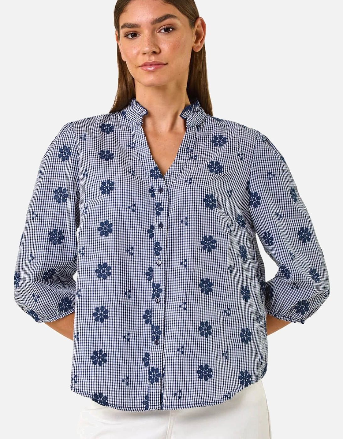 Floral Embroidered V-Neck Blouse, 2 of 1