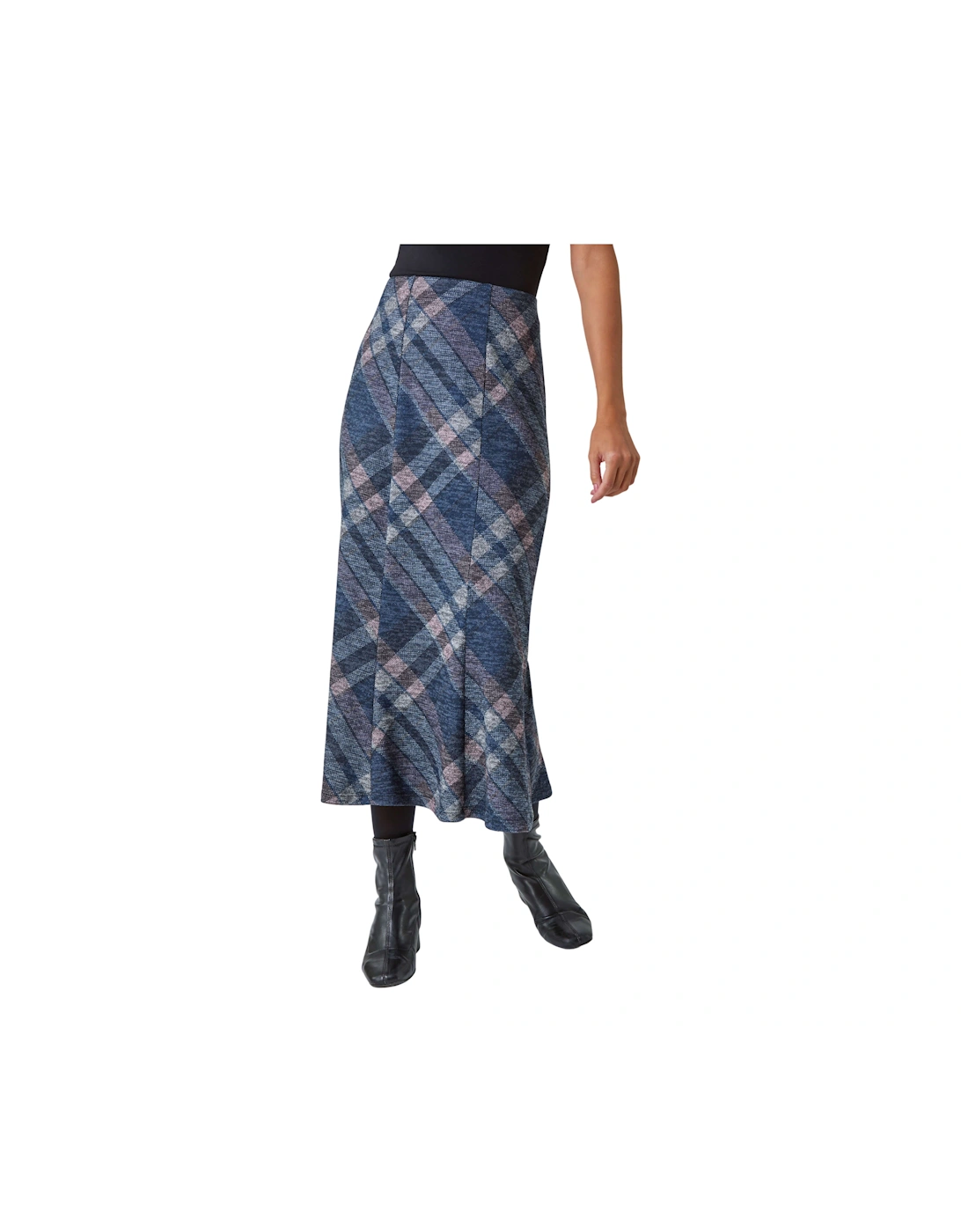Check Print Fluted Midi Skirt, 2 of 1