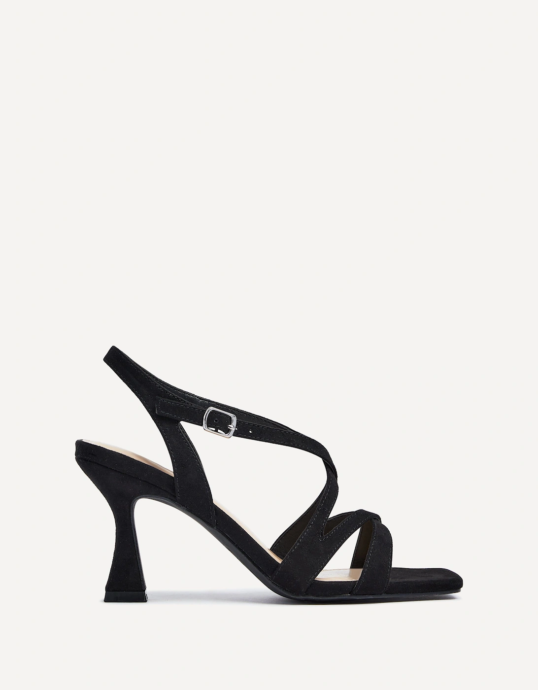 Liberty Black Faux Suede Square Toe Caged Heel, 2 of 1