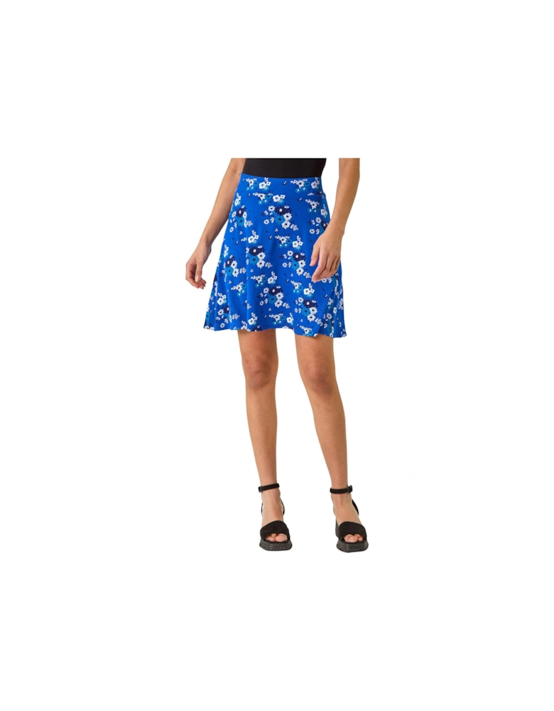 Floral Print Skater Stretch Skirt