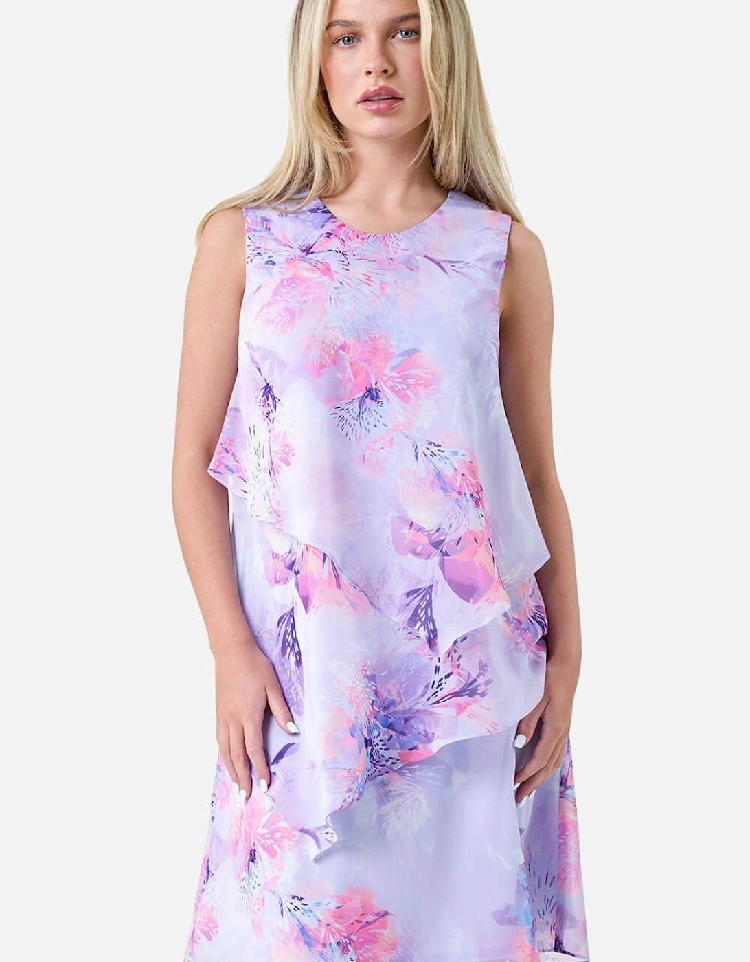 Petite Floral Print Tiered Chiffon Dress, 2 of 1
